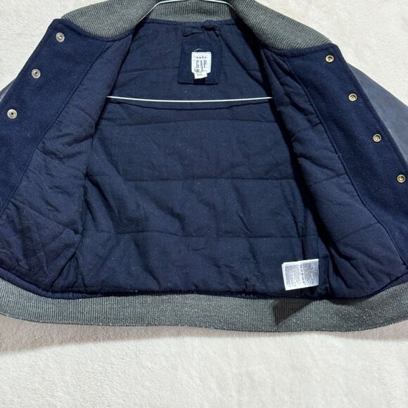 Baby Gap 4T Faux Leather Wool Letterman Bomber Stylish Spring Jacket - Picture 6 of 15